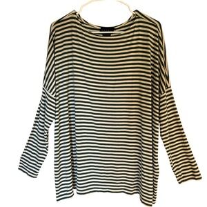 Hatch Black and Cream Striped Long Sleeve Tee